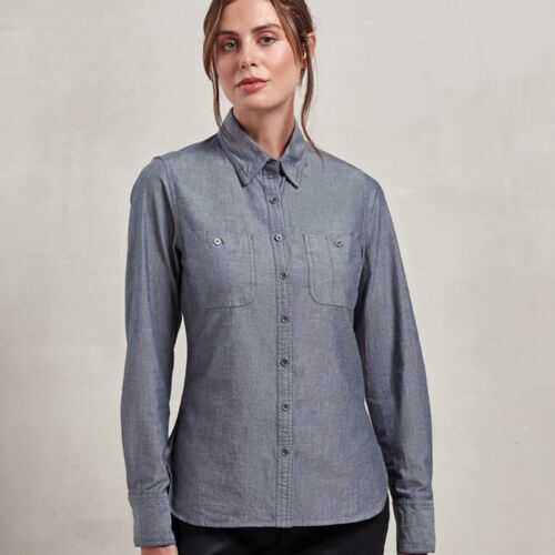 Premier Premier Ladies Organic Fairtrade Long Sleeve Chambray Shirt PR347 Premier Ladies Organic Fairtrade Long Sleeve Chambray Shirt Thumbnail