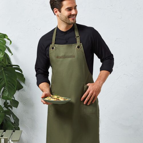 Premier ‘Barley’ Contrast Stitch Bib Apron PR121 ‘Barley’ Contrast Stitch Bib Apron Thumbnail