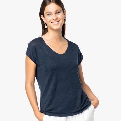 Native Spirit Native Spirit Ladies V Neck Linen T-Shirt NS321 Native Spirit Ladies V Neck Linen T-Shirt Thumbnail