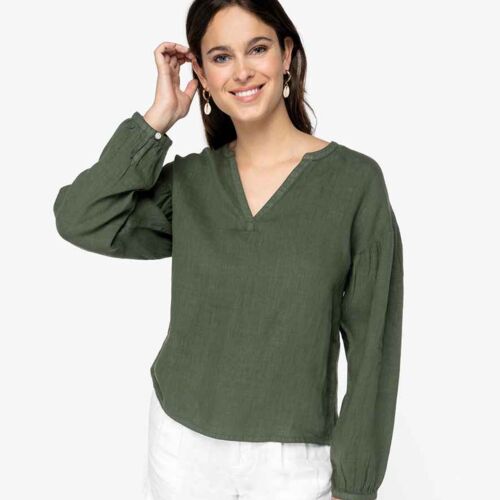 Native Spirit Native Spirit Ladies Linen Blouse NS524 Native Spirit Ladies Linen Blouse Thumbnail