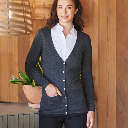 Henbury Women's v-button cardigan HB723 Women's v-button cardigan Thumbnail