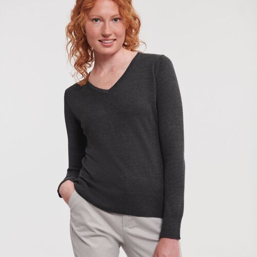 Russell Collection Women's v-neck knitted sweater J710F Women's v-neck knitted sweater Thumbnail