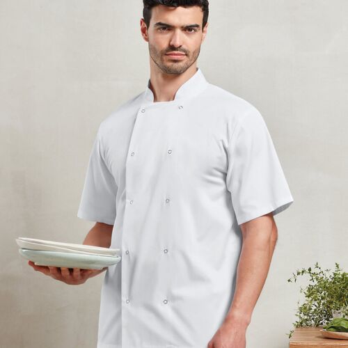 Premier Studded front short sleeve chef's jacket PR664 Studded front short sleeve chef's jacket Thumbnail