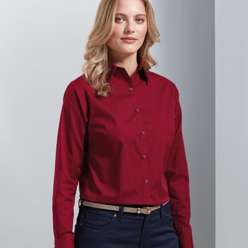 Premier Premier Ladies Long Sleeve Poplin Blouse PR300 Premier Ladies Long Sleeve Poplin Blouse Thumbnail