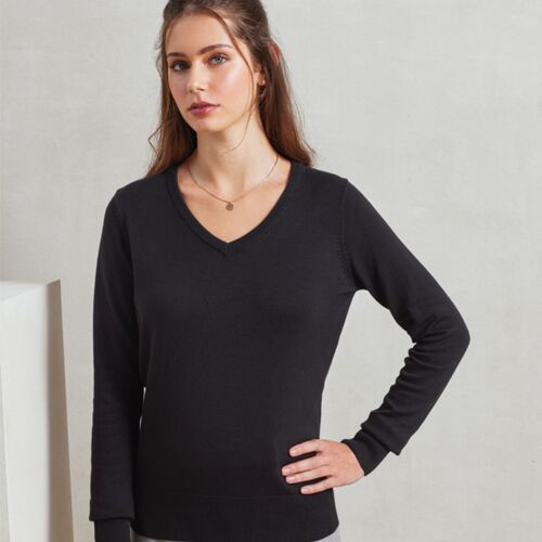 Premier Premier Ladies Knitted Cotton Acrylic V Neck Sweater PR696 Premier Ladies Knitted Cotton Acrylic V Neck Sweater Thumbnail