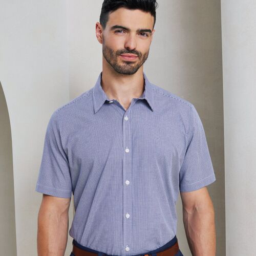 Premier Microcheck (Gingham) short sleeve cotton shirt PR221 Microcheck (Gingham) short sleeve cotton shirt Thumbnail