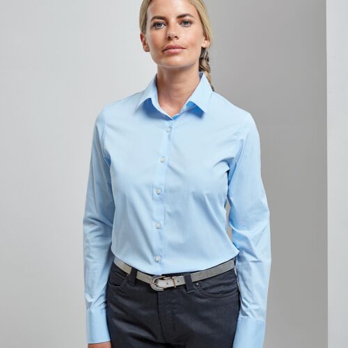 Premier Ladies Long Sleeve Stretch Fit Poplin Shirt Thumbnail